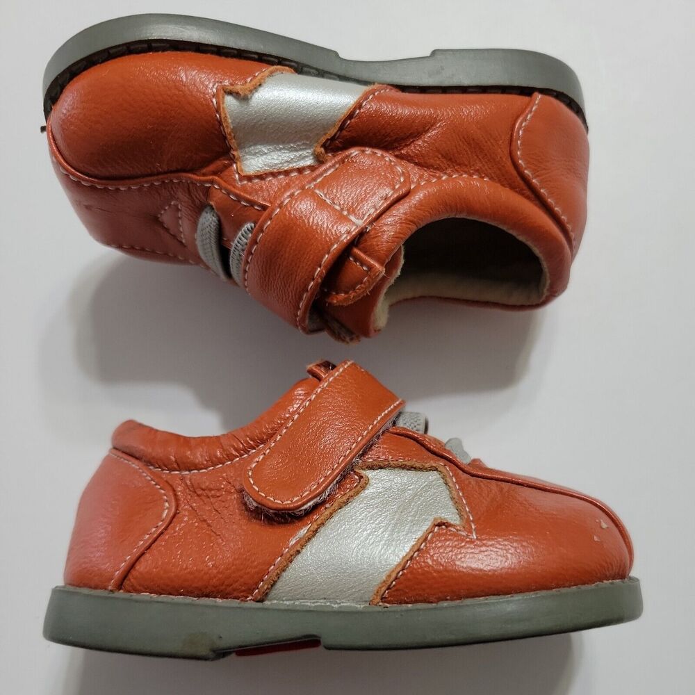 See Kai Run Sneaker Infant Boy 2 Shoe Burnt Orange Gray Adjustable Strap Comfort